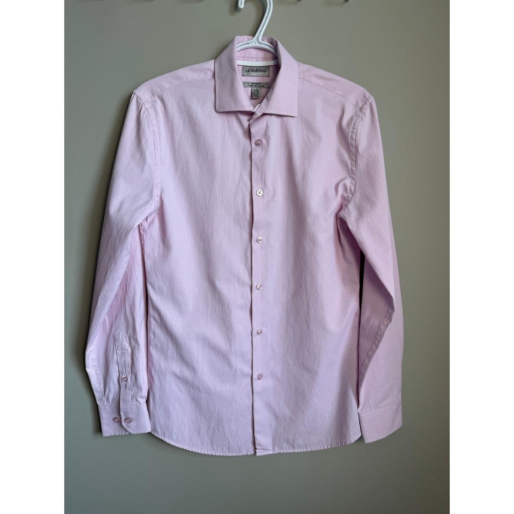 Le Chateau Vintage‎ Tailored Fit Button Up Shirt Pink Mens 15-15.5 XS Y2K Preppy
